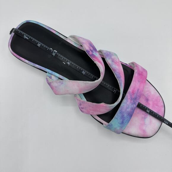 Rampage Ally Strappy Slide Sandals Size 8 Pink Purple Tie Dye Flatform Open Toe - Picture 10 of 10